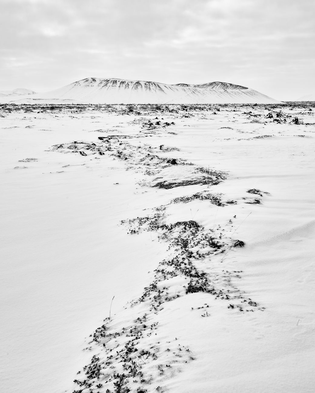 Explosiekrater Hverfjall in de winter