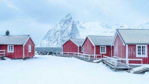 Hamnoy in de sneeuw